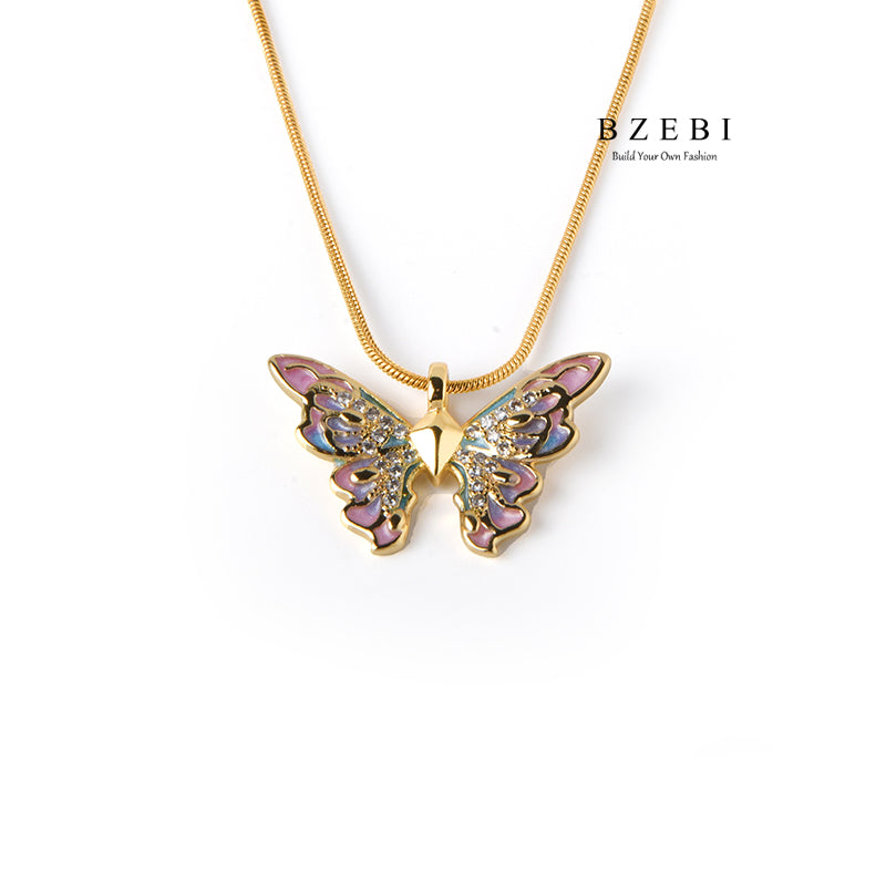 BZEBI 18k Colorful Moon Necklace