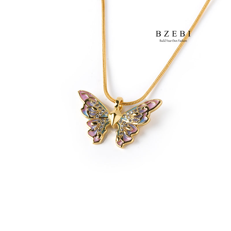 BZEBI 18k Colorful Moon Necklace