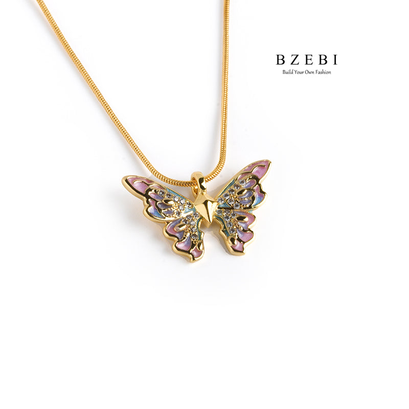 BZEBI 18k Colorful Moon Necklace