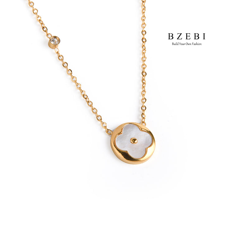 BZEBI 14K Gold Ceramic Necklace