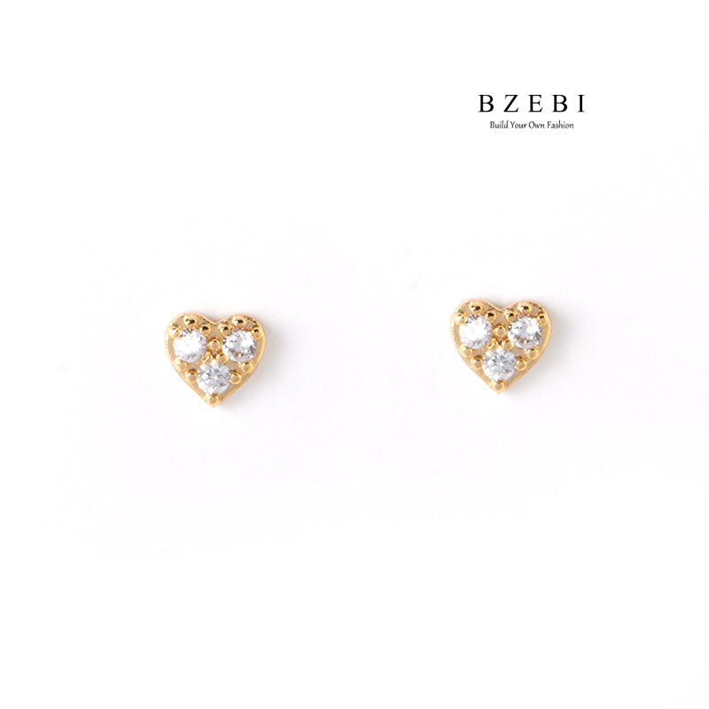 BZEBI18k diamond-plated love niche design fashion single-product earrings