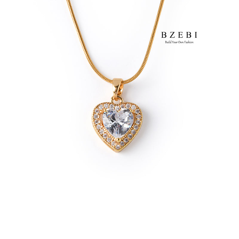 BZEBI 18k Gold Plated Cubic Zirconia Gold-Plated Rotatable Tunnel Necklace for Women with Box