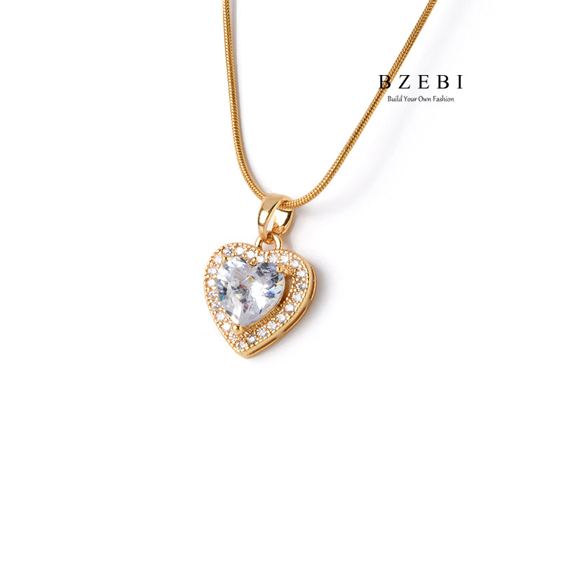 BZEBI 18k Gold Plated Cubic Zirconia Gold-Plated Rotatable Tunnel Necklace for Women with Box