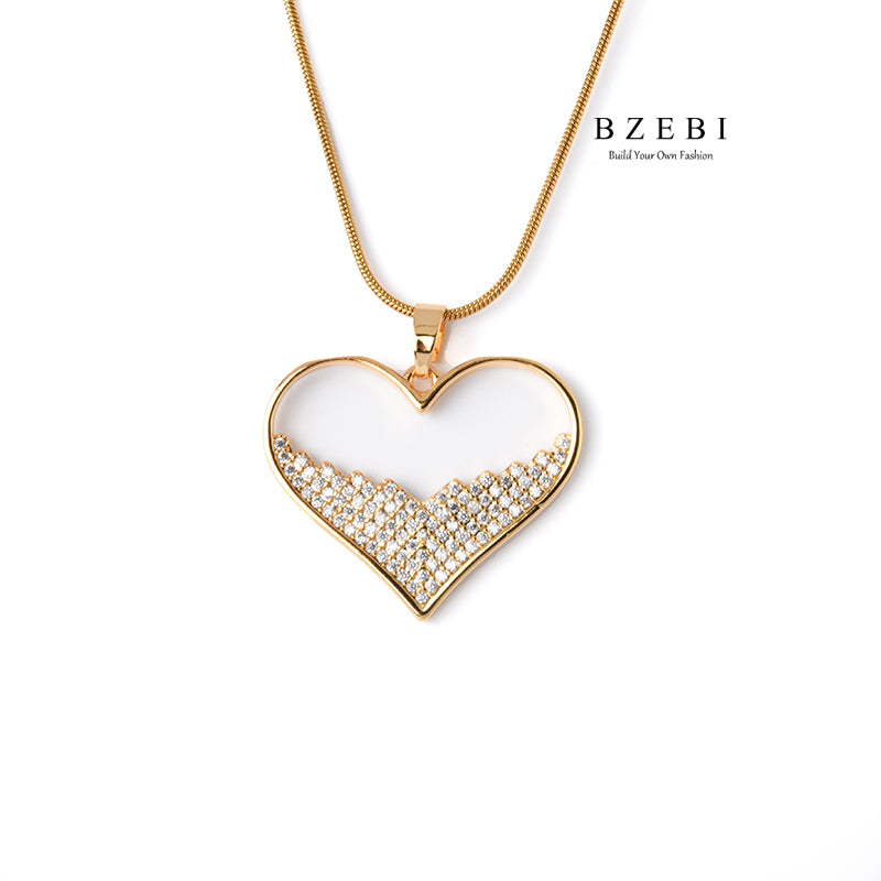 BZEBI 14K gold-plated cubic zirconia gossip necklace