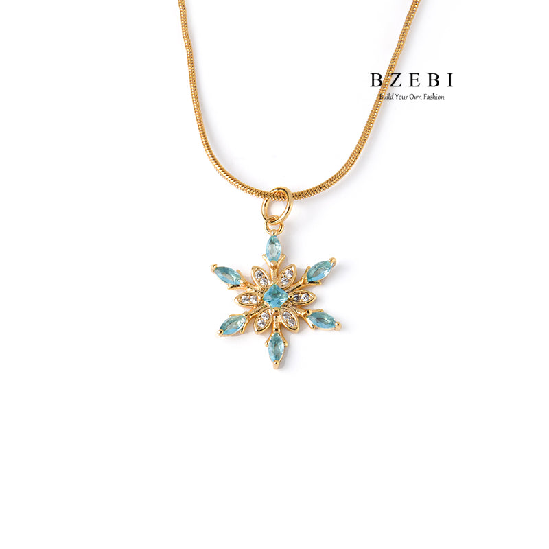 BZEBI 14k Four-Star Flower Necklace