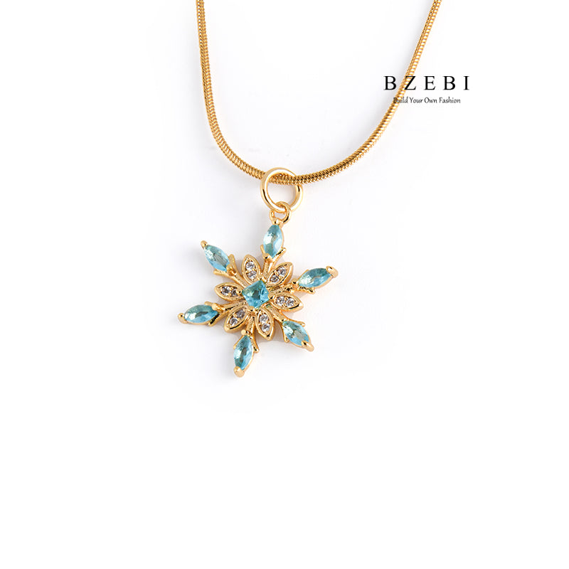 BZEBI 14k Four-Star Flower Necklace