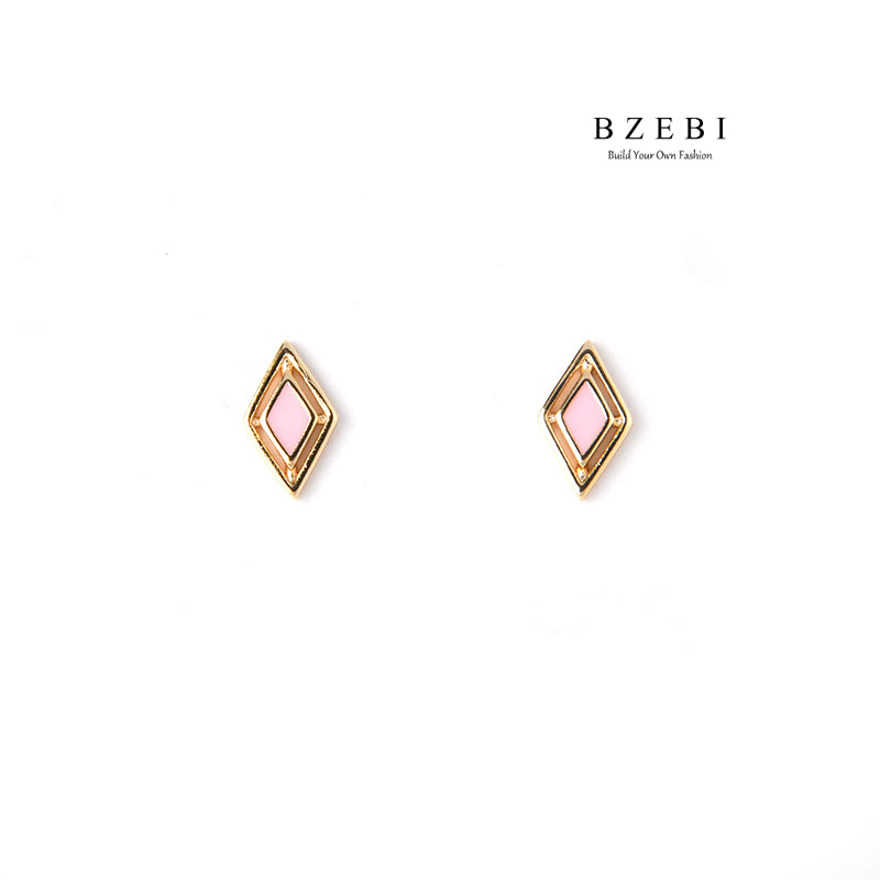 BZEBI 18k Gold Plated Cubic Zirconia Heart-shaped fashion design Stud Earrings for Women with Box