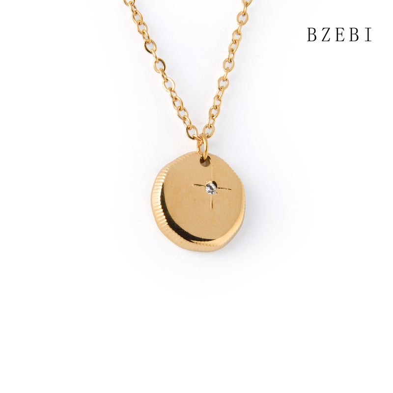 18k Gold Plated Cubic Zirconia circular Necklace for Women with Box