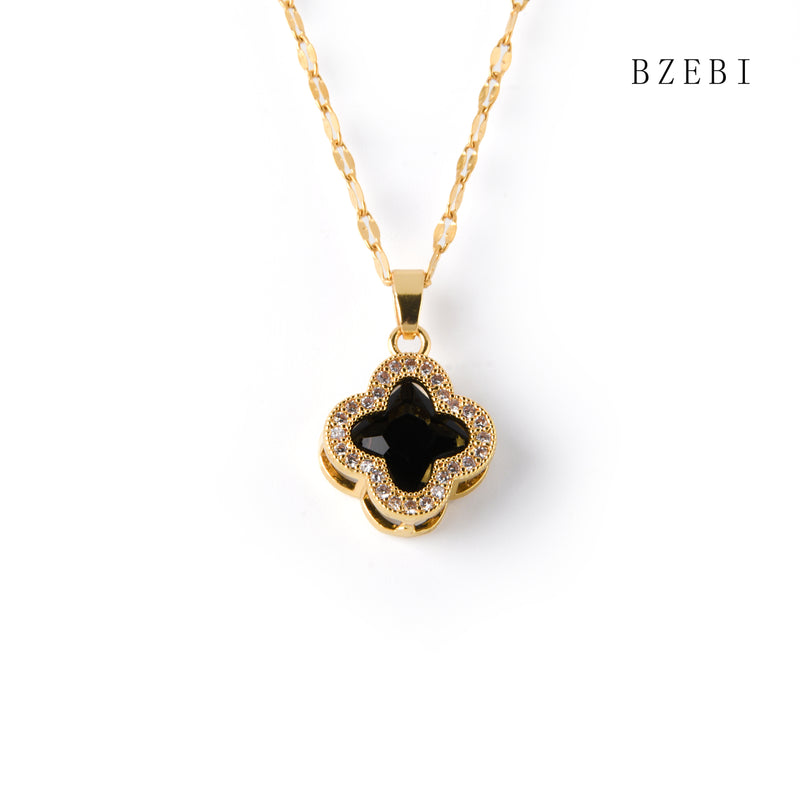 18k Gold Plated Cubic Zirconia flowers Necklace for Women with Box