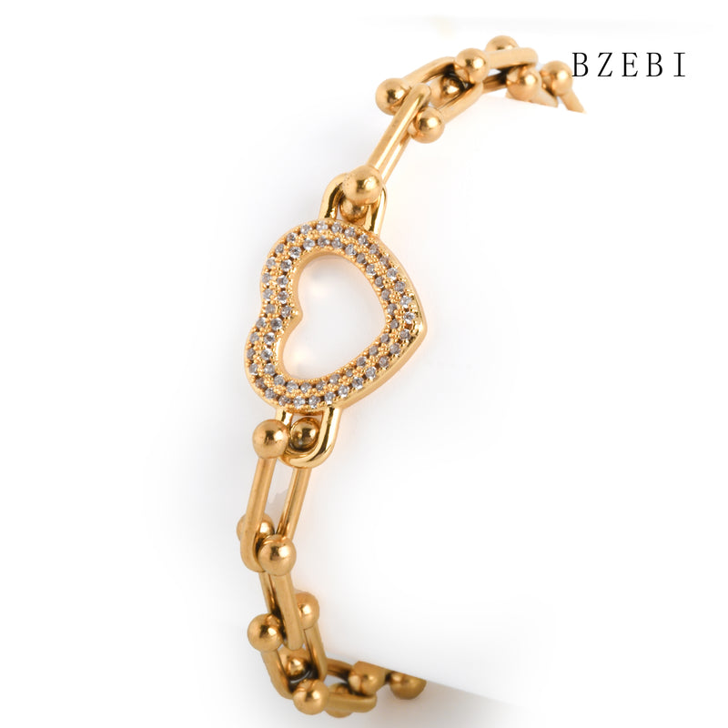 18k Gold Plated Cubic Zirconia love Bracelet for Women with Box