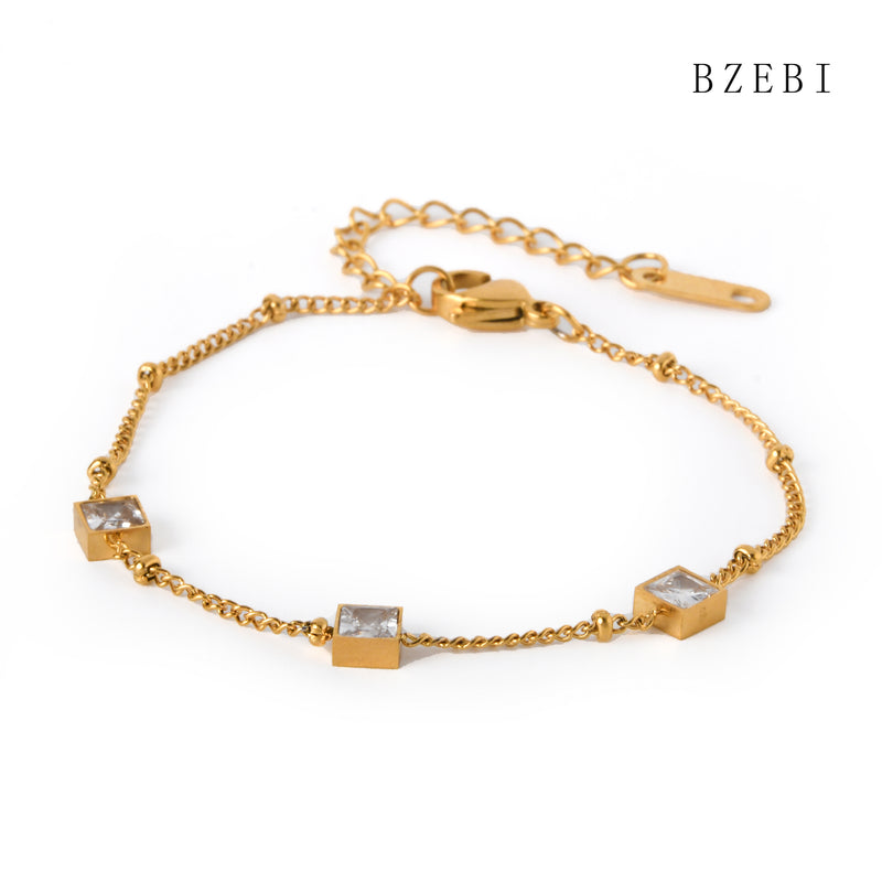 18k Gold Plated Cubic Zirconia drill Bracelet for Women with Box