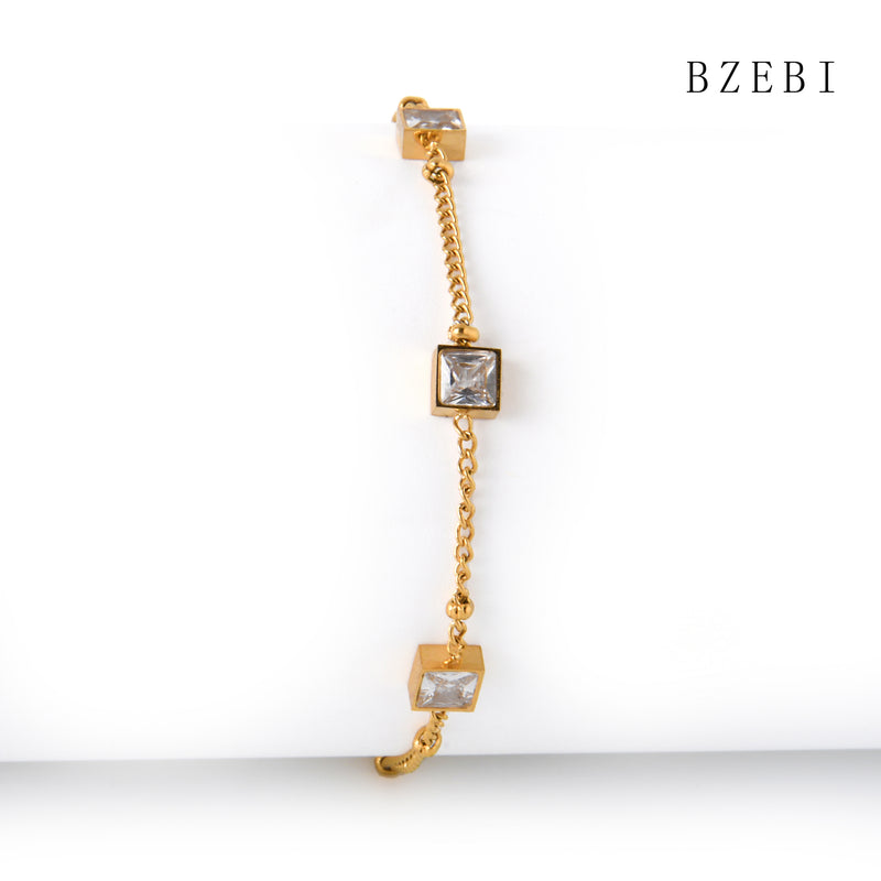 18k Gold Plated Cubic Zirconia drill Bracelet for Women with Box