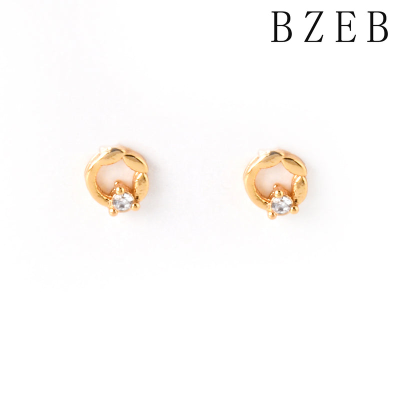 18k Gold Plated Cubic Zirconia Small diamond hollow Stud Earrings for Women with Box