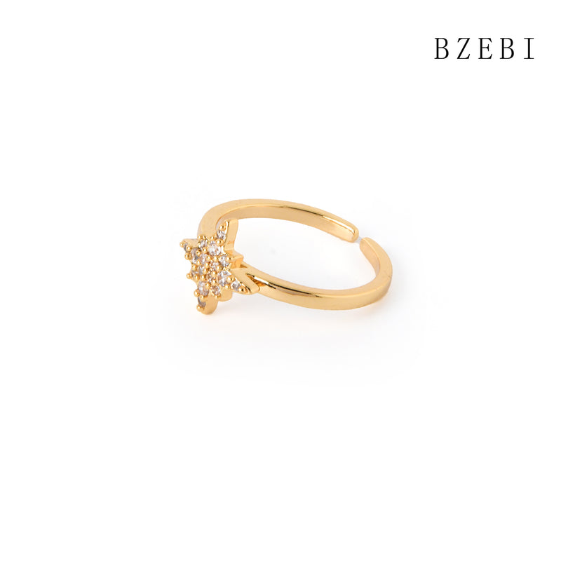 18k Gold Plated Cubic Zirconia stars Rings for Women with Box