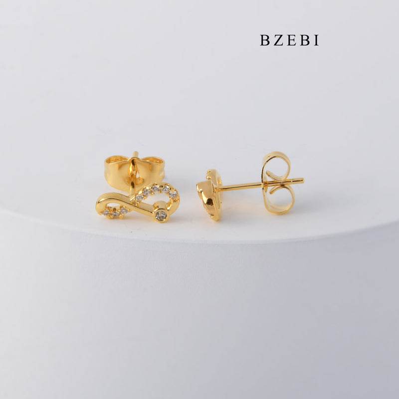 BZEBI Temperament simple and versatile stainless steel gold-plated number 8 symbol asymmetric earrings earrings party jewelry gifts