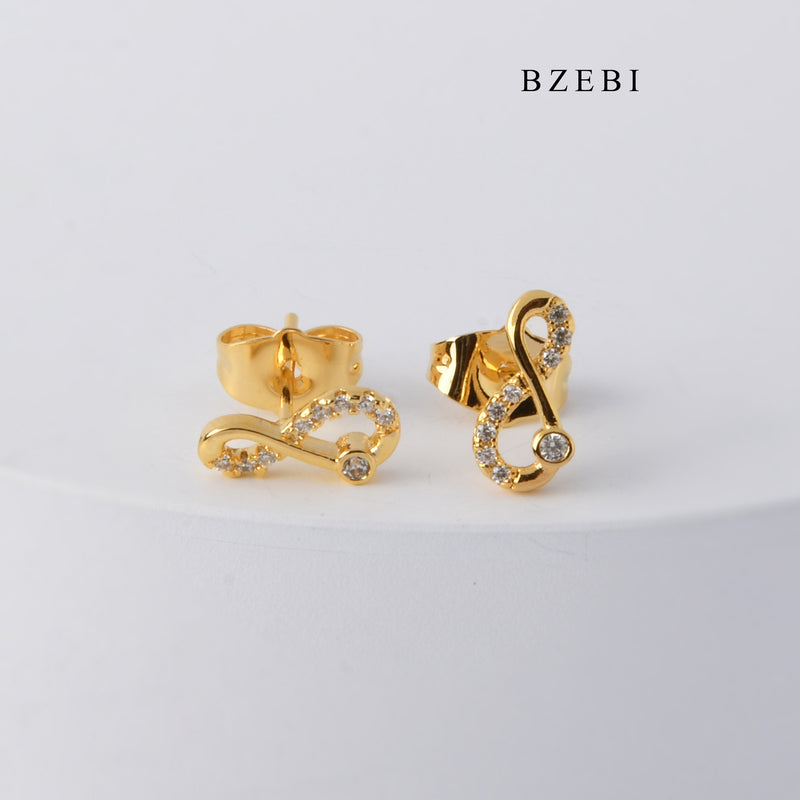 BZEBI Temperament simple and versatile stainless steel gold-plated number 8 symbol asymmetric earrings earrings party jewelry gifts