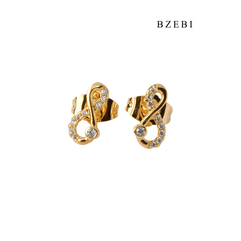 BZEBI Temperament simple and versatile stainless steel gold-plated number 8 symbol asymmetric earrings earrings party jewelry gifts