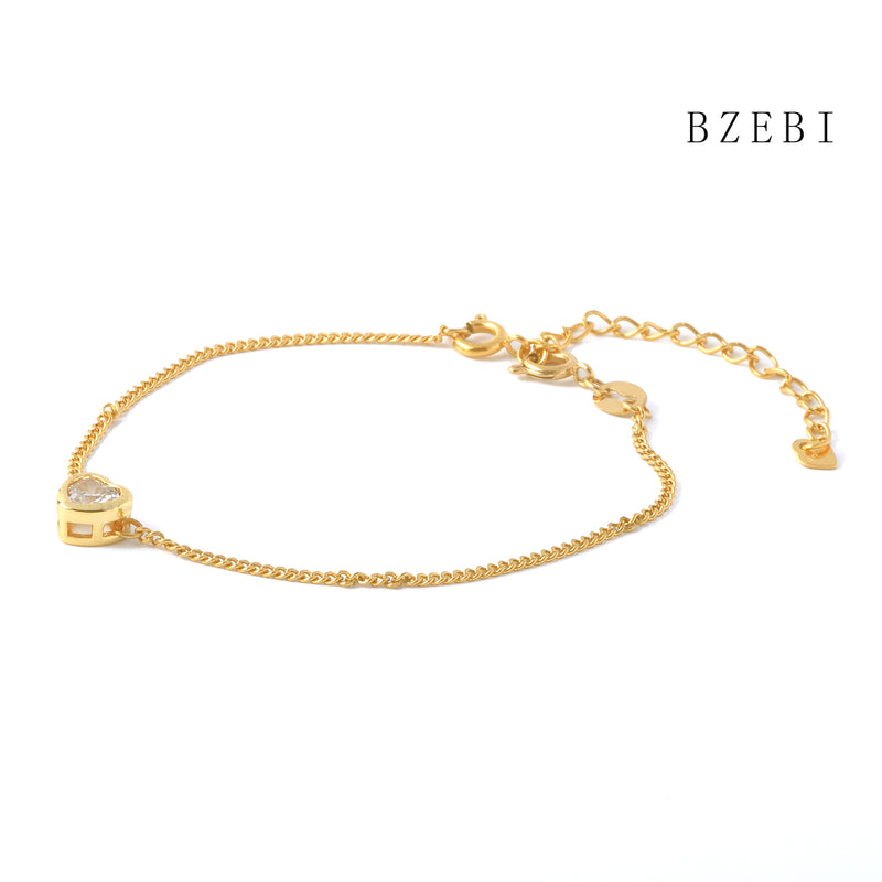 18k Gold Plated Cubic Zirconia love Bracelet for Women with Box