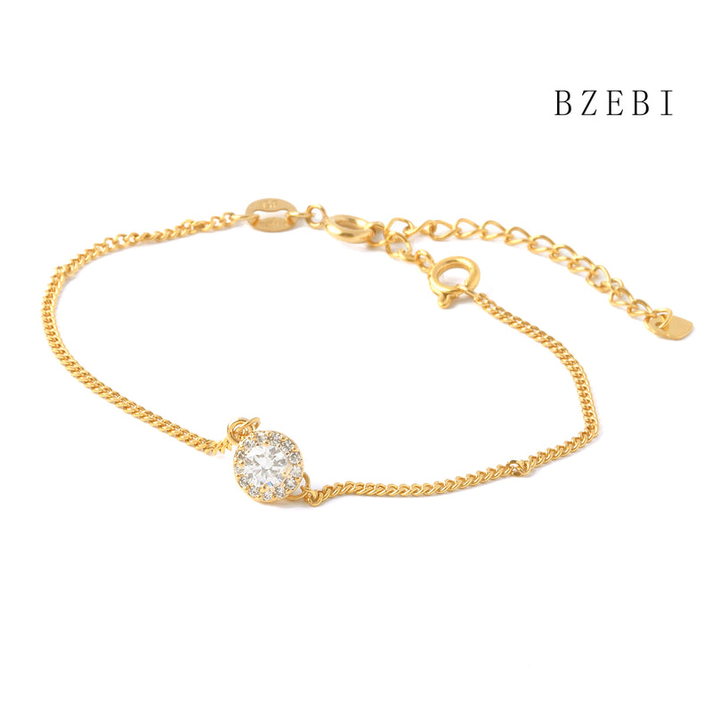 18k Gold Plated Cubic Zirconia circular Bracelet for Women with Box