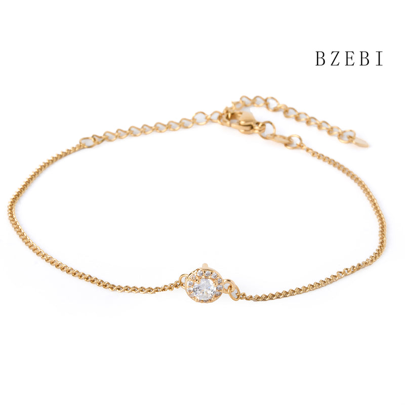 18k Gold Plated Cubic Zirconia circular Bracelet for Women with Box