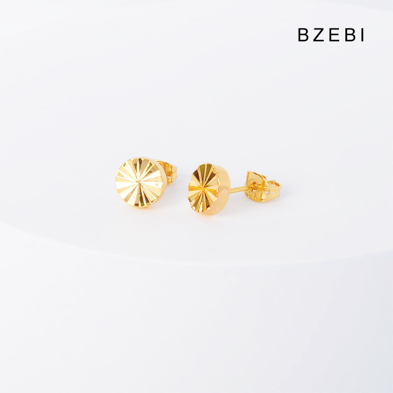 BZEBI 14k round fan-shaped design simple earrings