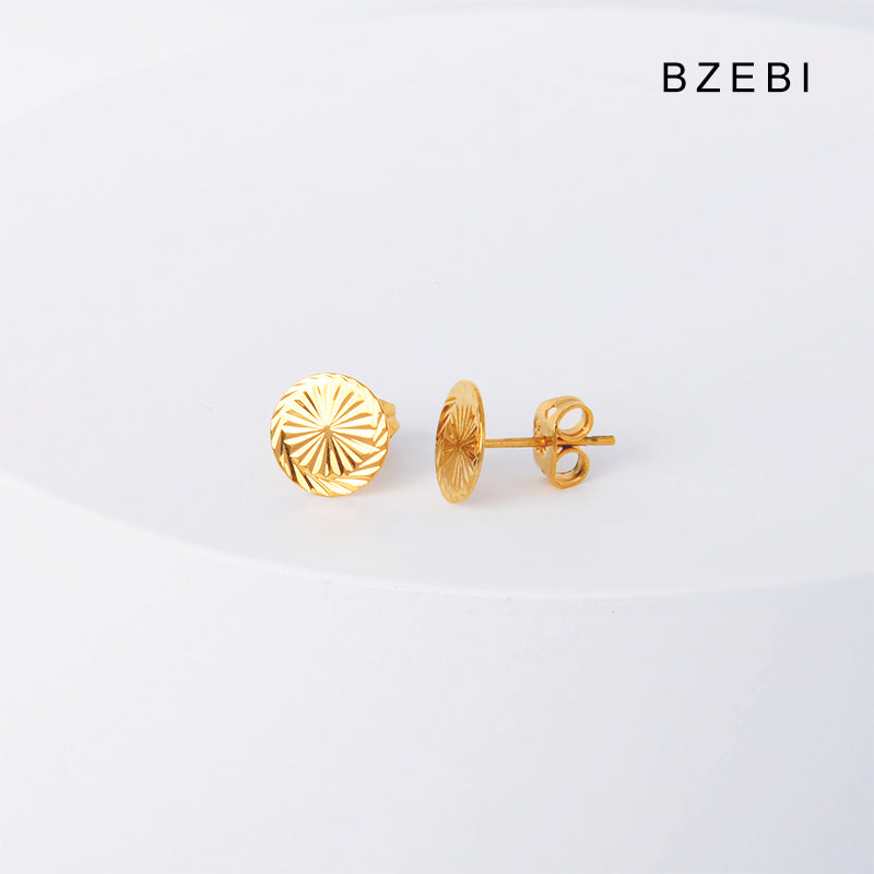 BZEBI 14k circular ring fan design fashion earrings