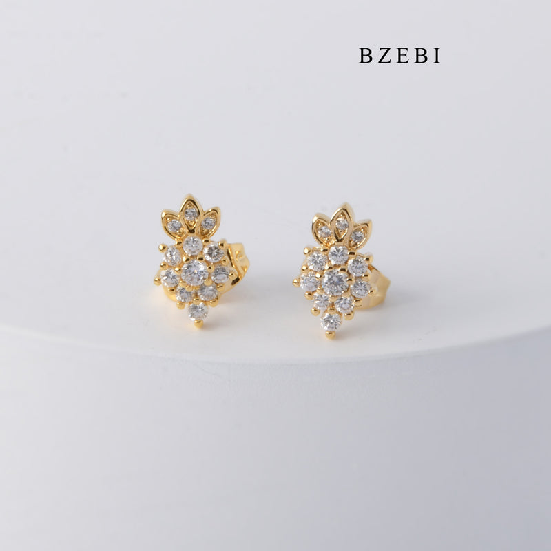 BZEBI Hot selling personality 18K stainless steel gold-plated fruit pineapple diamond earrings earrings women's fashion jewelry