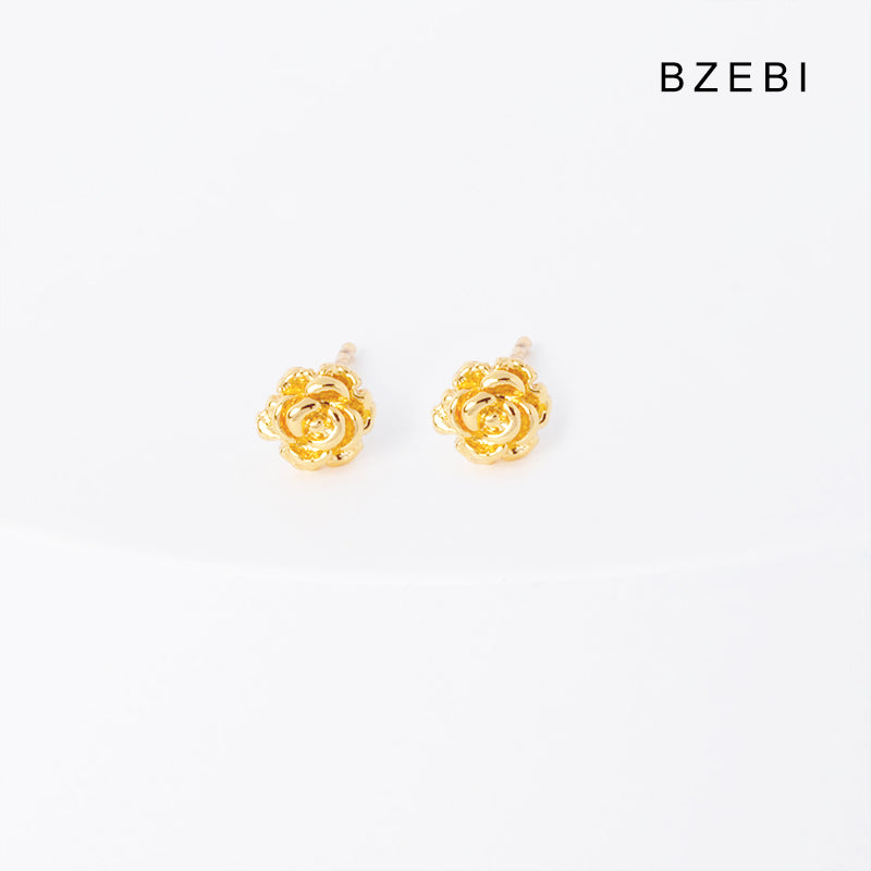 BZEBI 14k rose flower design fashion earrings