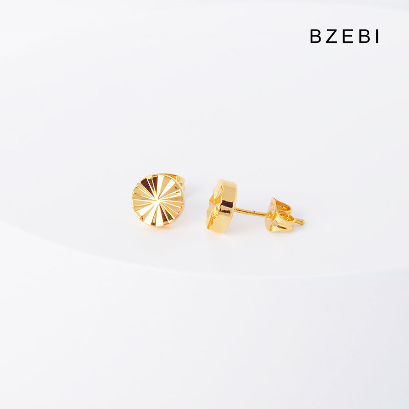 BZEBI 14k round fan-shaped design simple earrings