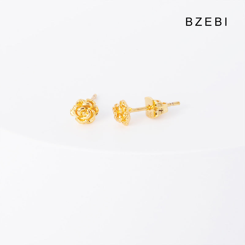 BZEBI 14k rose flower design fashion earrings