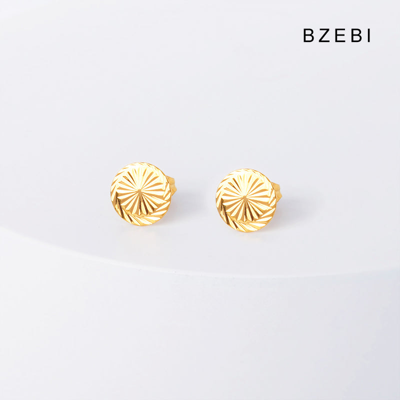 BZEBI 14k circular ring fan design fashion earrings