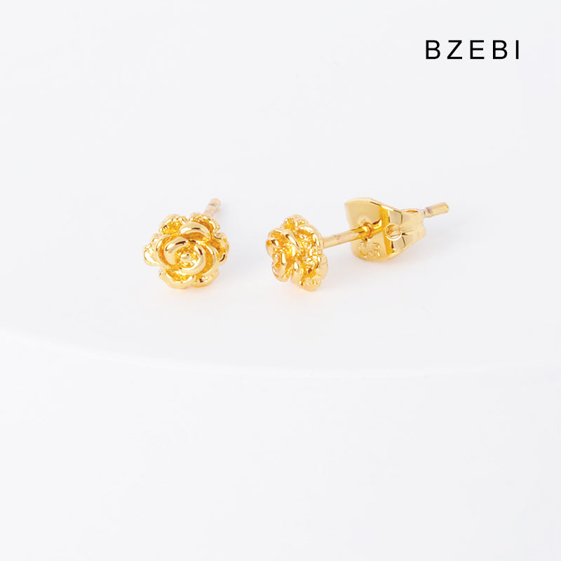 BZEBI 14k rose flower design fashion earrings