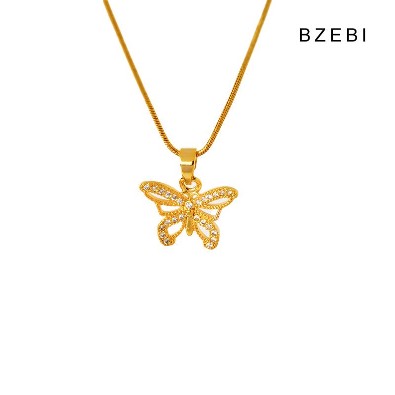 14k simple fashion butterfly necklace