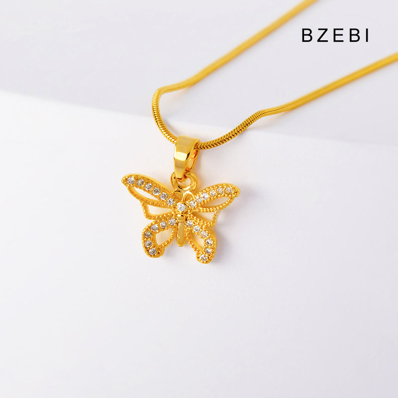 14k simple fashion butterfly necklace