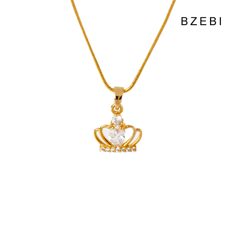 Queen's 14K Rose Gold Plated Crown Necklace Pendant