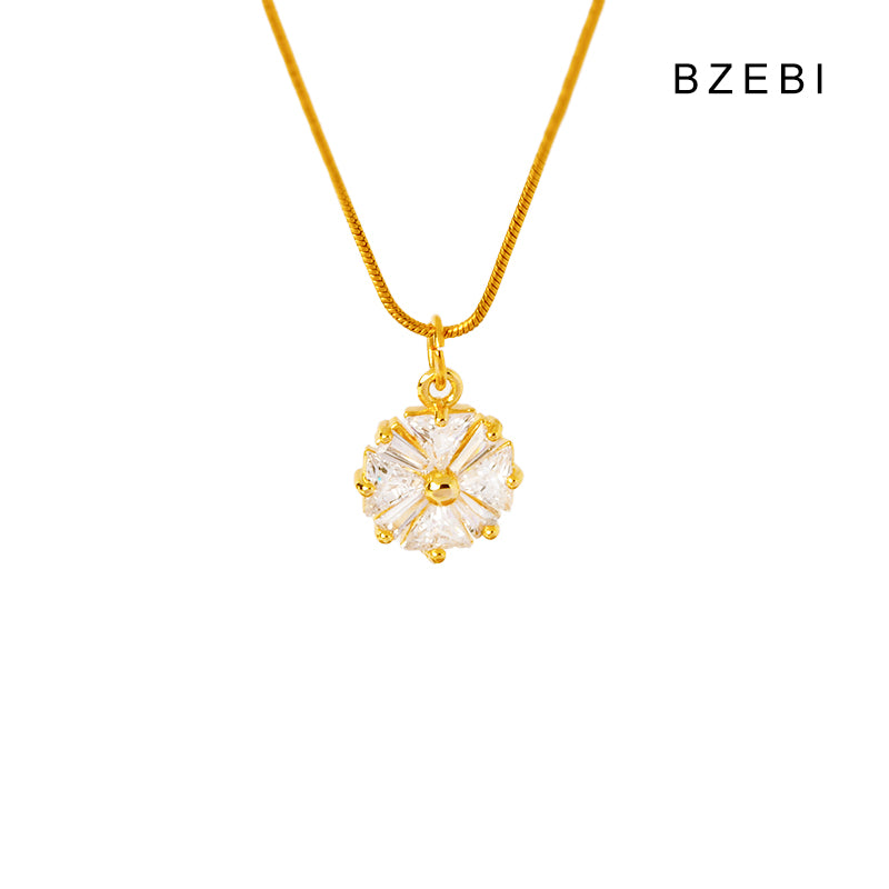 BZEBI 14k Snowflake Necklace