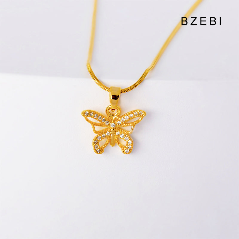 14k simple fashion butterfly necklace