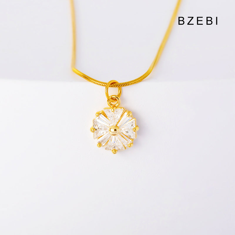 BZEBI 14k Snowflake Necklace