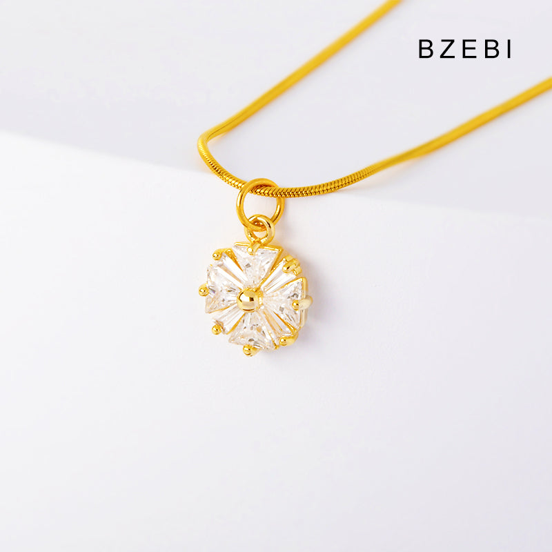 BZEBI 14k Snowflake Necklace