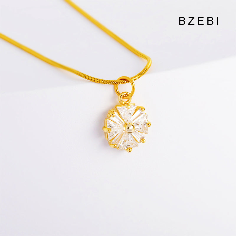 BZEBI 14k Snowflake Necklace