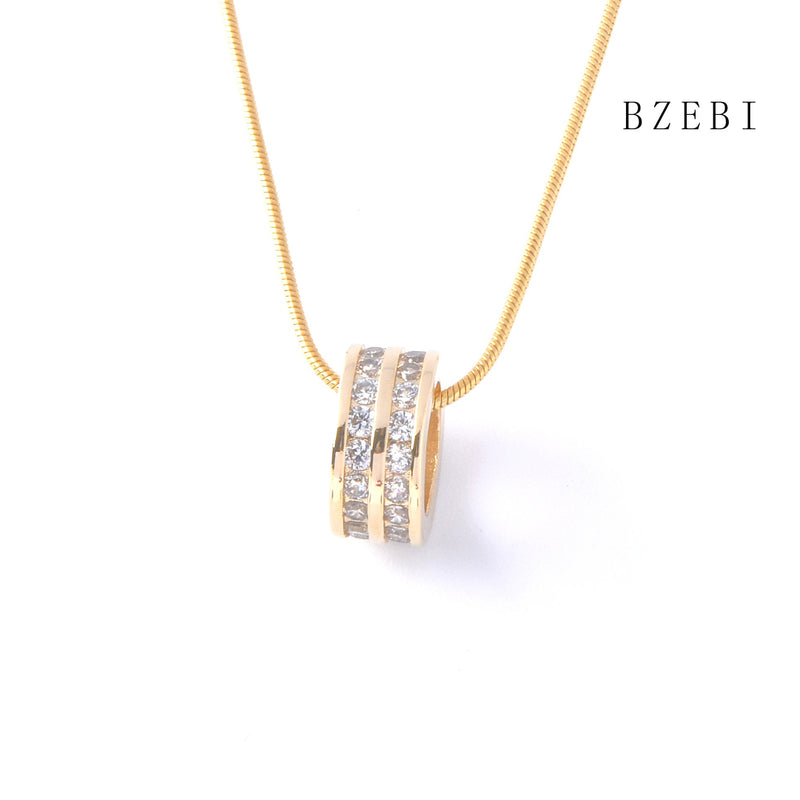 18k Gold Plated Cubic Zirconia circular Necklace for Women with Box