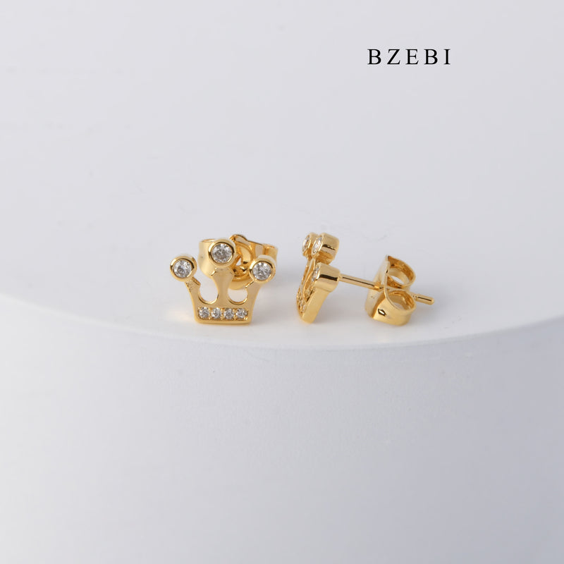 BZEBI Fashion personalized stainless steel 18K gold-plated crown studded earrings earrings party jewelry gifts