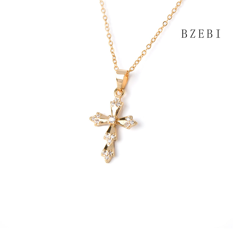 18k Gold Plated Cubic Zirconia The cross Necklace for Women with Box