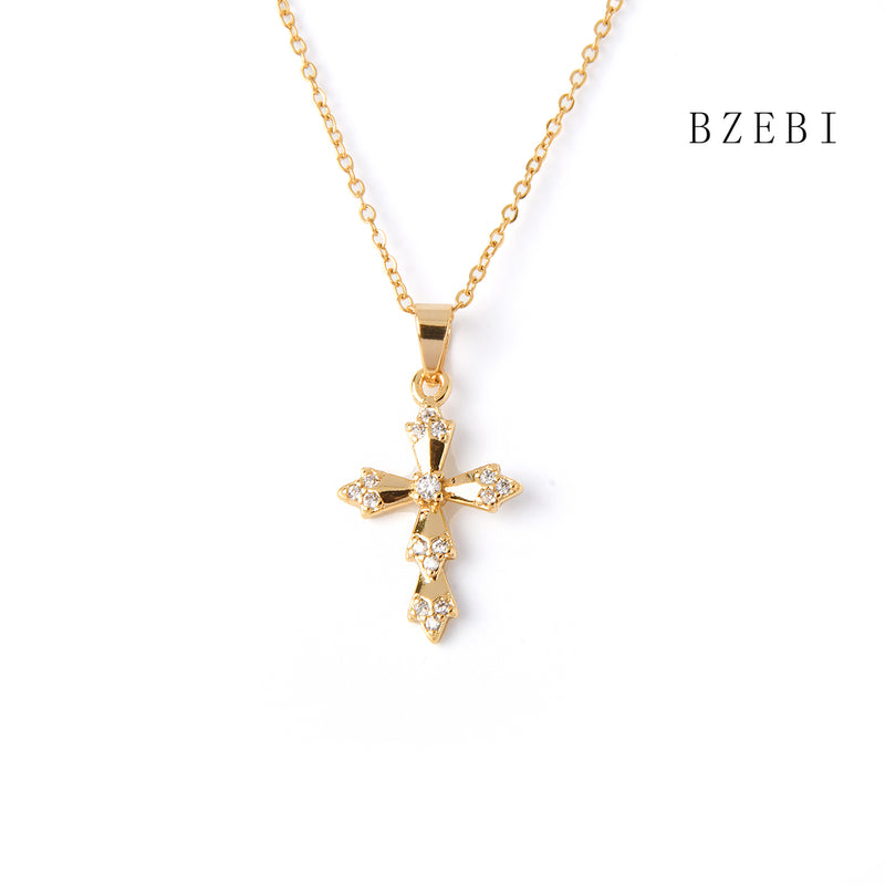 18k Gold Plated Cubic Zirconia The cross Necklace for Women with Box