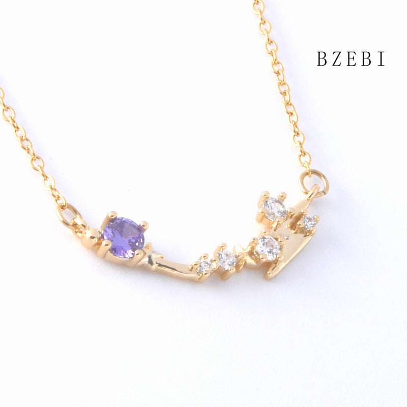 18k Gold Plated Cubic Zirconia Curved flower Necklace for Women with Box