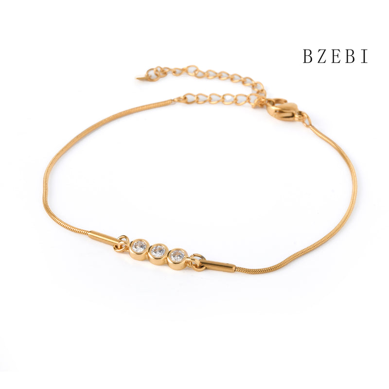 18k Gold Plated Cubic Zirconia Round fine stone  Bracelet for Women with Box