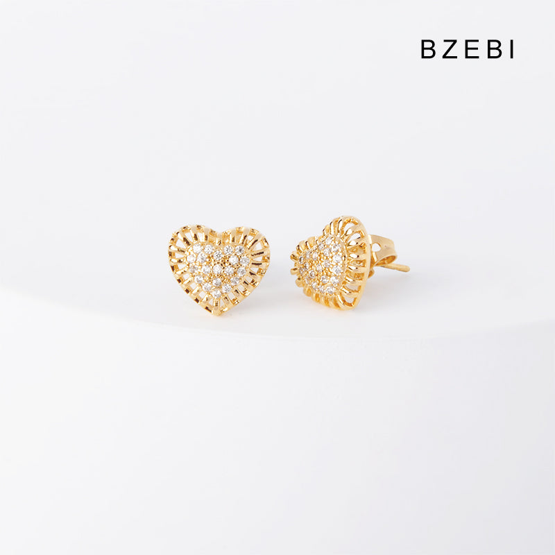 BZEBI 14k cubic zirconia gold-plated fashion earrings