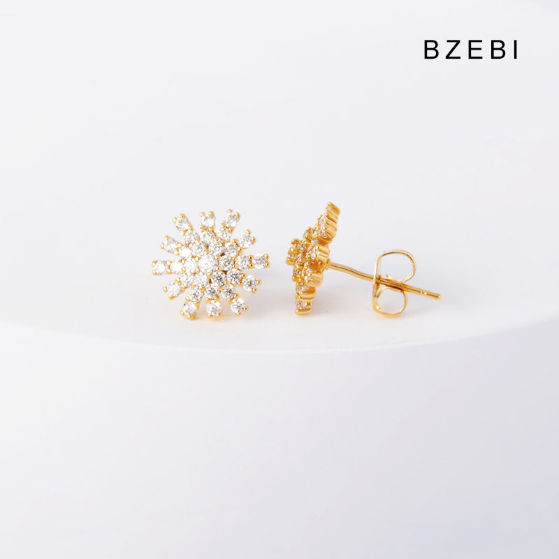 BZEBI14k Flower Fashion Earrings Simple Atmosphere