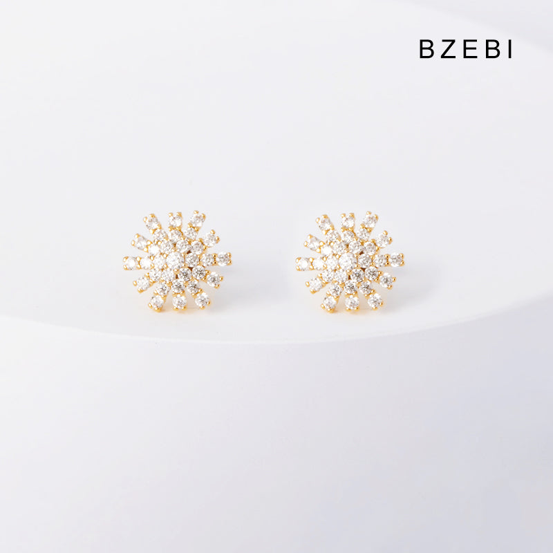 BZEBI14k Flower Fashion Earrings Simple Atmosphere