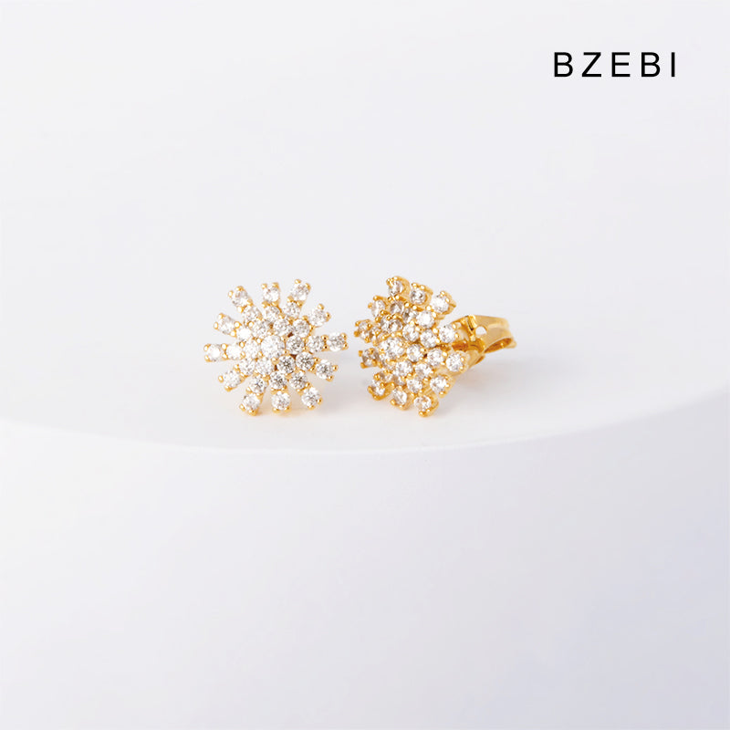 BZEBI14k Flower Fashion Earrings Simple Atmosphere